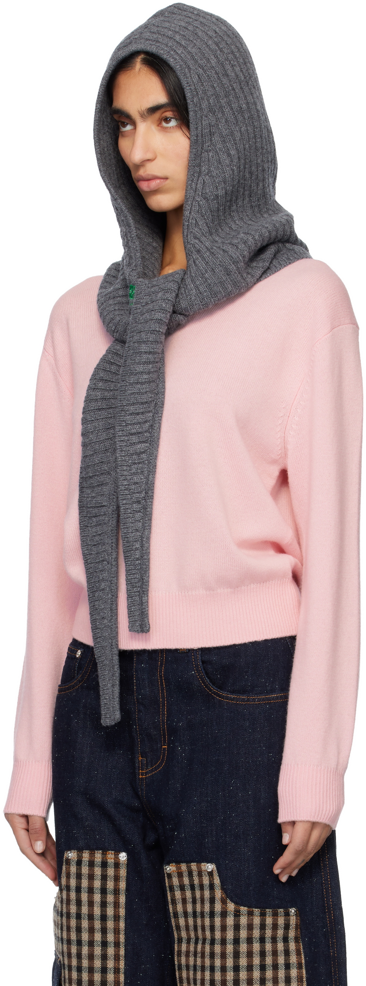 GANNI Gray Wool Mix Balaclava