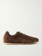 Bottega Veneta - Orbit Flash Leather-Trimmed Suede Sneakers - Brown