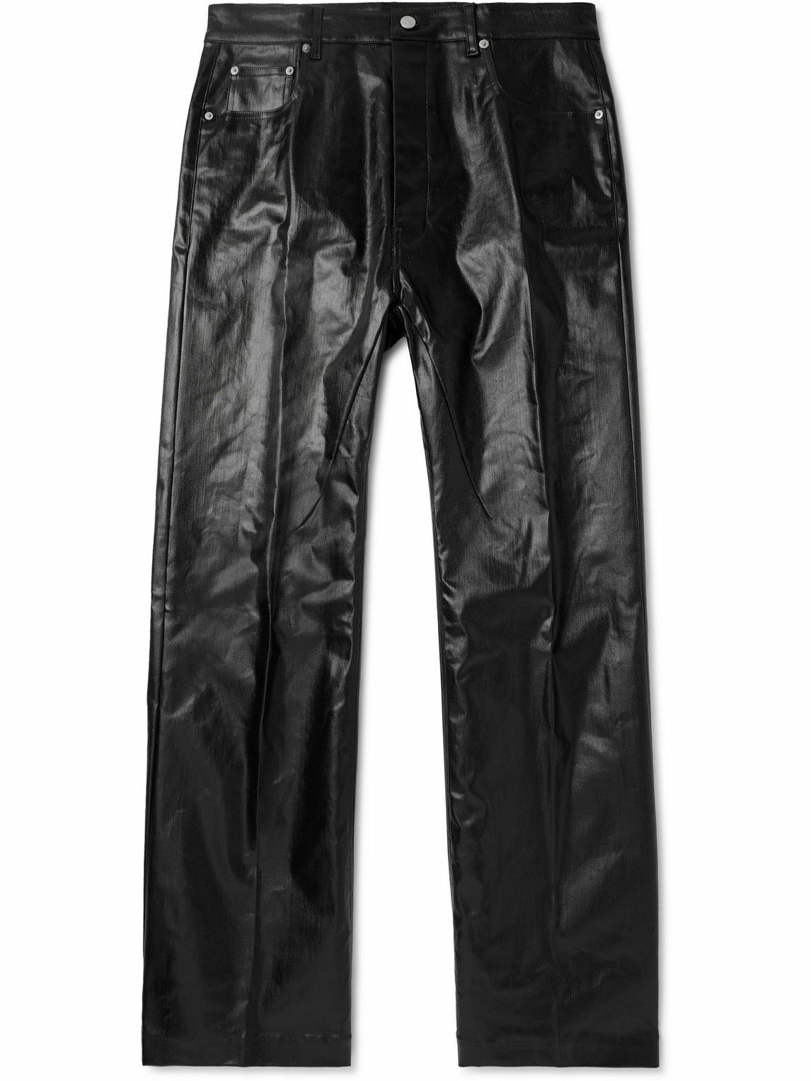 パンツ [RICK OWENS DRKSHDW] GETH COATED JEANS Rick Owens - Geth Straight-Leg Coated Jeans - Black Rick Owens