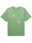 BODE - Appliquéd Embroidered Cotton-Jersey T-Shirt - Green