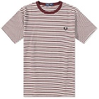 Fred Perry Men's Fine Stripe T-Shirt in Oxblood/Ecru