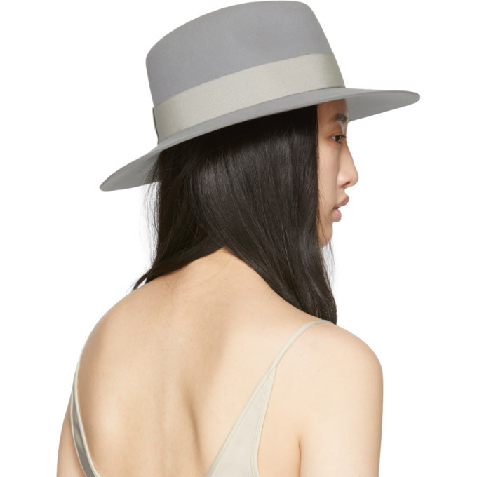 Chapeau Fedora Maison Michel Henrietta - Noir Et Gris - Taille M - Neuf Avec étiquettes