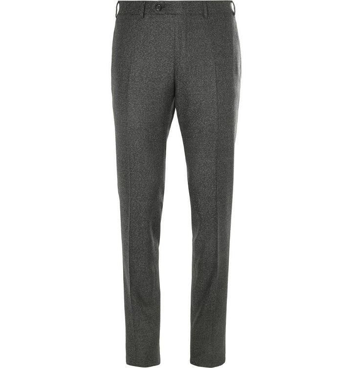 Photo: Canali - Grey Kei Slim-Fit Tapered Wool-Flannel Suit Trousers - Men - Gray