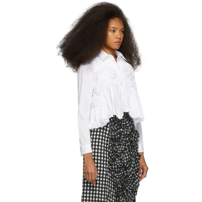 Chika Kisada White Ruffled and Shirred Shirt