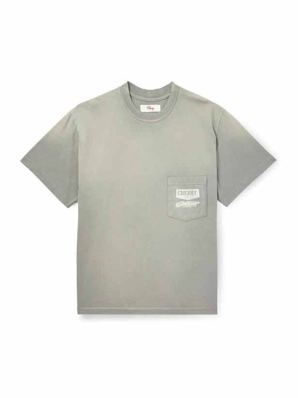 Photo: Cherry Los Angeles - Logo-Print Cotton-Jersey T-Shirt - Gray