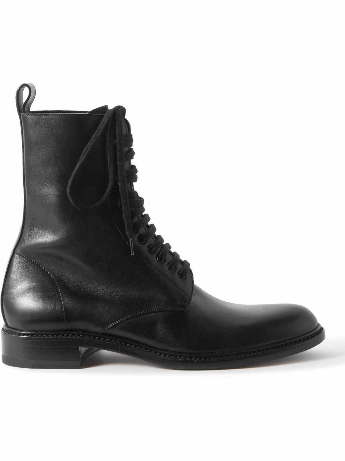 SAINT LAURENT - Army Glossed-Leather Lace-Up Boots - Black Saint Laurent