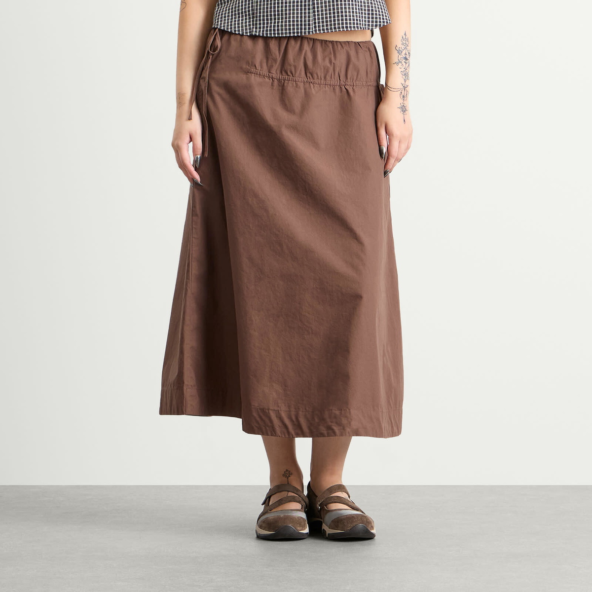 Damson Madder Women's Caspia Volume Midi Skirt in Choc