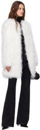 Yves Salomon White Long Feather Coat
