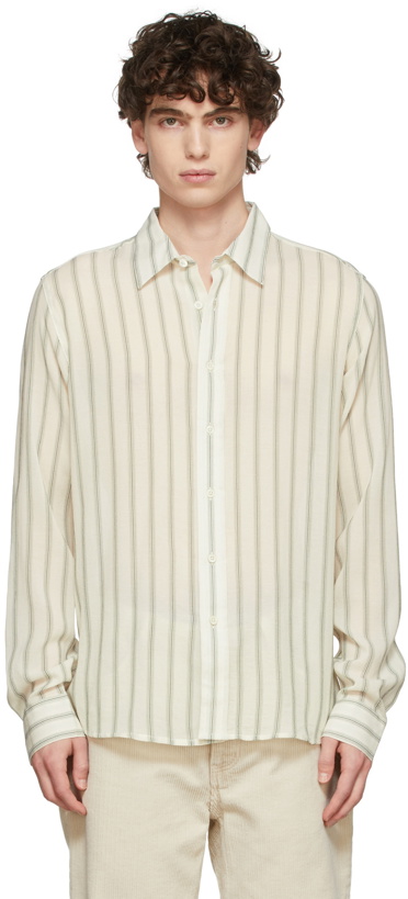 Photo: HOPE Green Viscose Neat Stripe Shirt