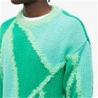 Andersson Bell Men's Reims Intarsia Crew Sweater in Green/Lime