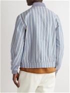 Mr P. - Striped Cotton and Linen-Blend Bomber Jacket - Blue