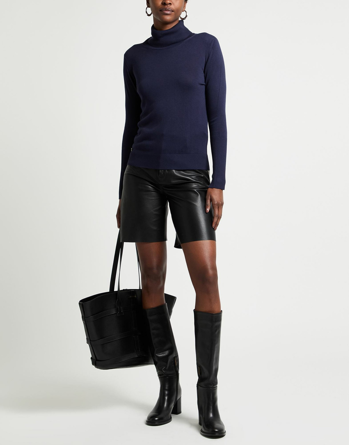 Manila Grace Womens Turtleneck Midnight in Blue