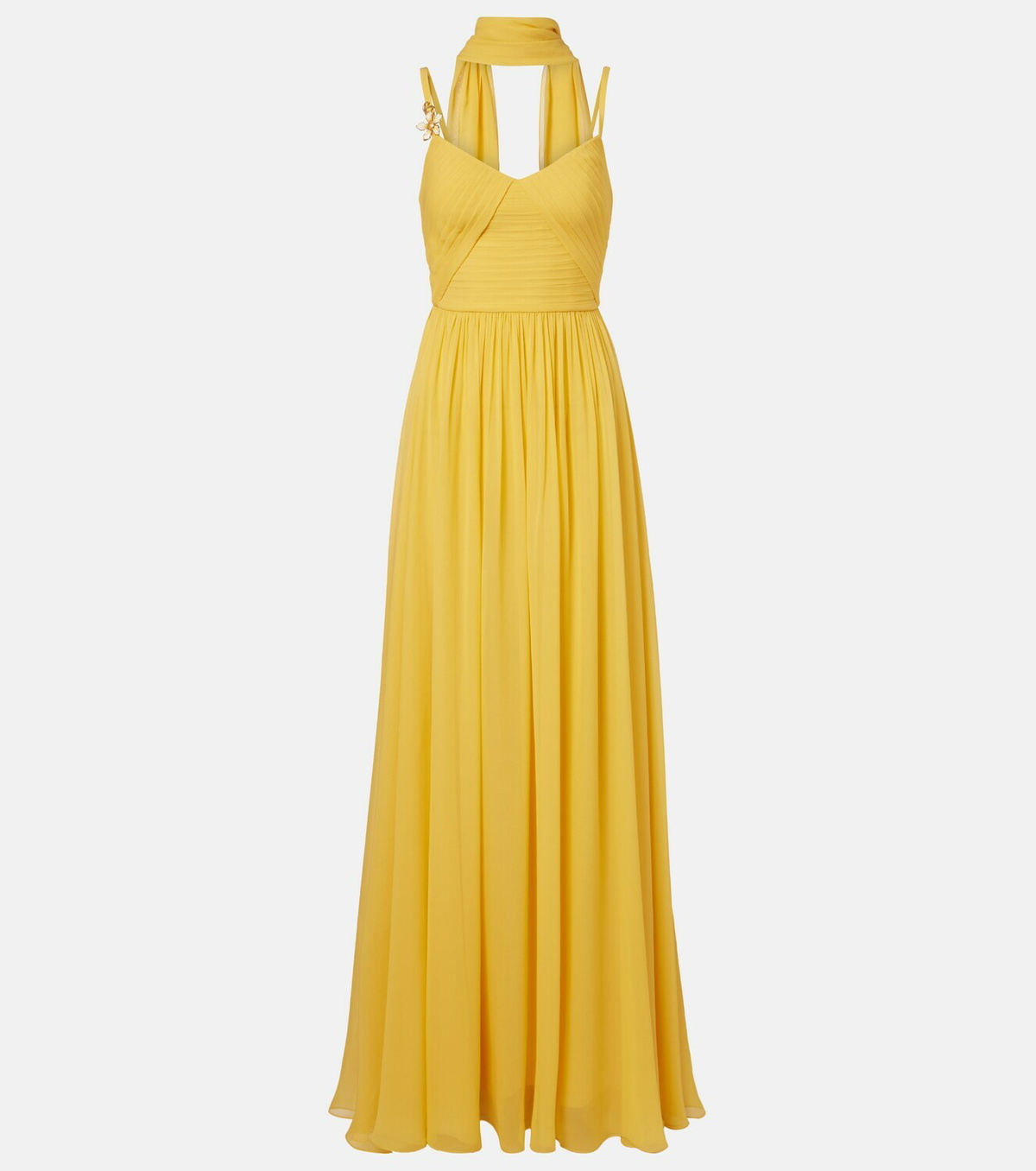 Elie Saab Embellished scarf-detail silk gown