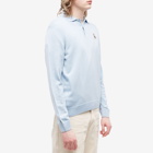 Maison Kitsuné Men's Dressed Fox Patch Knitted Polo Shirt in Pale Blue