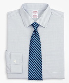 Brooks Brothers Men's Stretch Madison Relaxed-Fit Dress Shirt, Non-Iron Poplin Ainsley Collar Small Grid Check | Navy