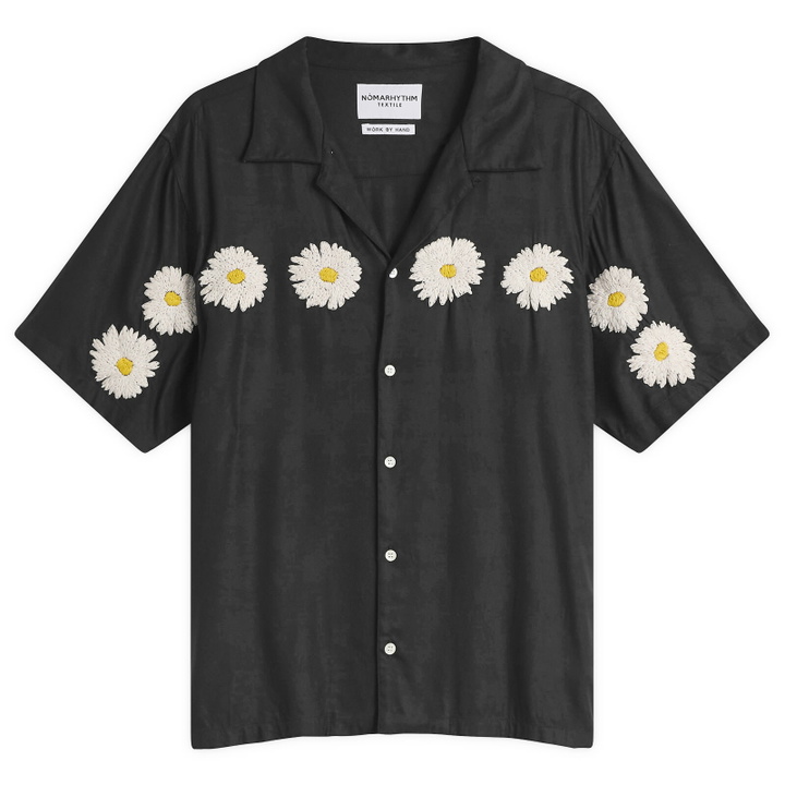 Photo: NOMARHYTHM TEXTILE Men's Flower Embroidery Open Collar Shirt in Black