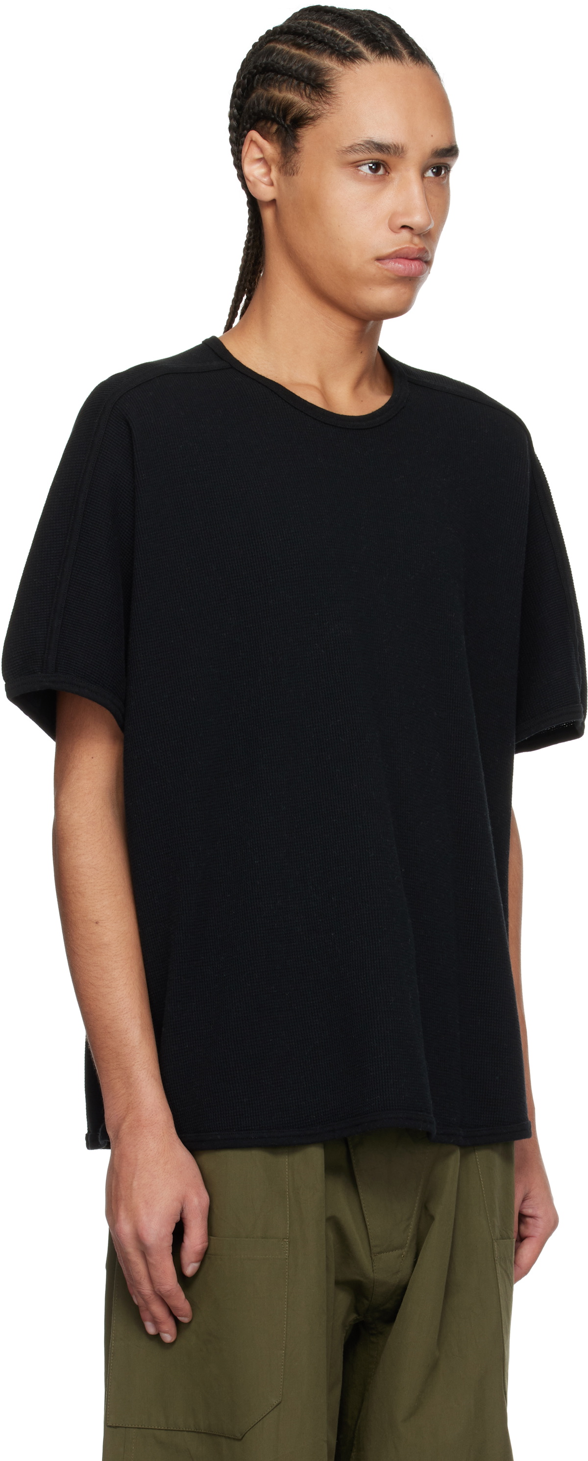Jan-Jan Van Essche Black O-Project Waffle Oversized Sleeveless T-shirt