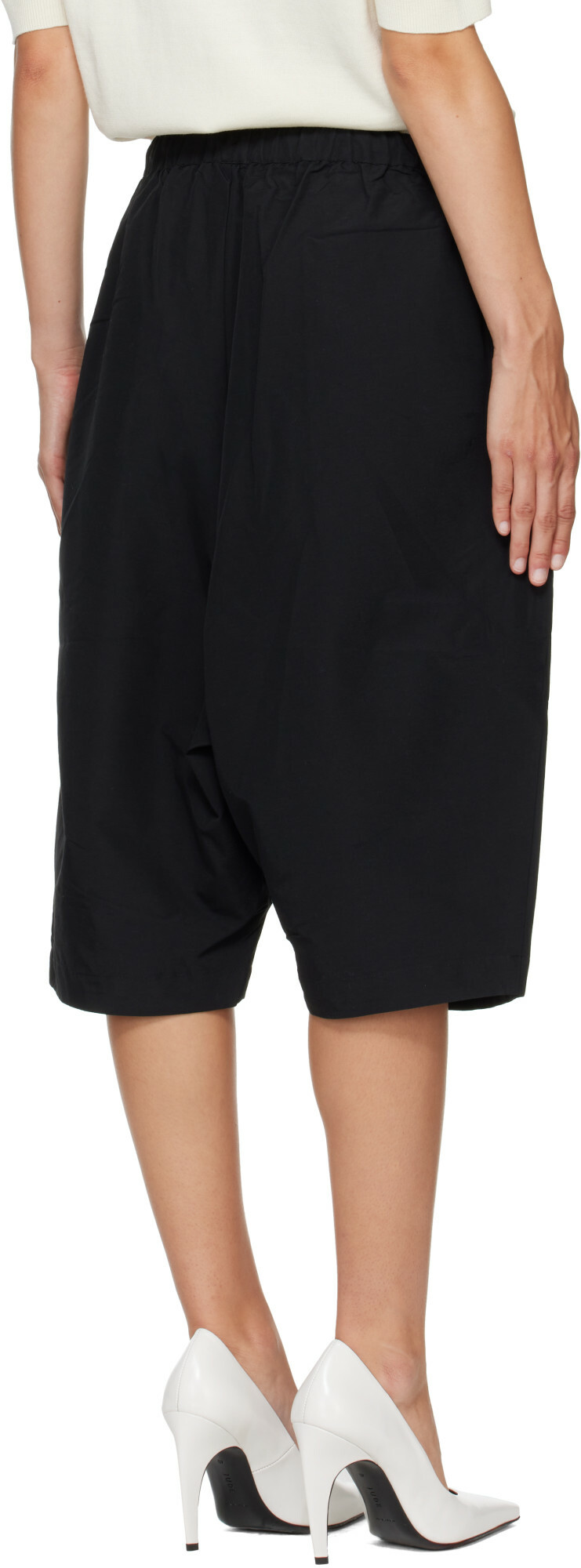 Entire Studios Black Nylon Taper Shorts