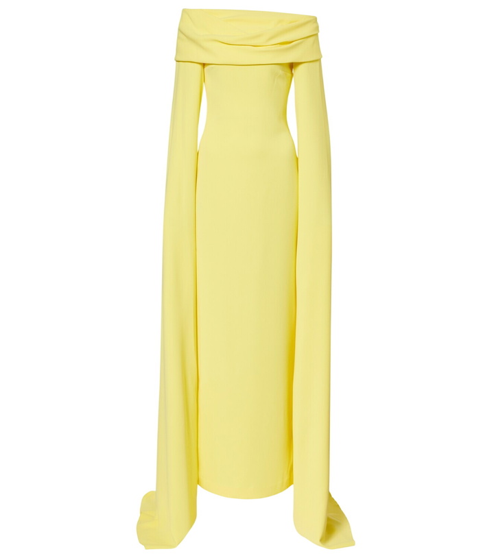 Photo: Solace London Nuri caped off-shoulder crêpe gown