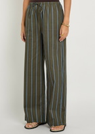 Staud Mateo Striped Stretch-cotton Poplin Trousers Grey