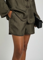 Rohe Woven-trim Satin Shorts Dark Green