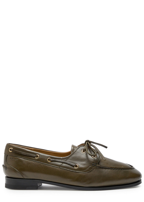 Photo: Bally Pathy Glossed Leather Loafers Khaki