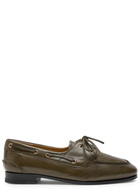 Bally Pathy Glossed Leather Loafers Khaki