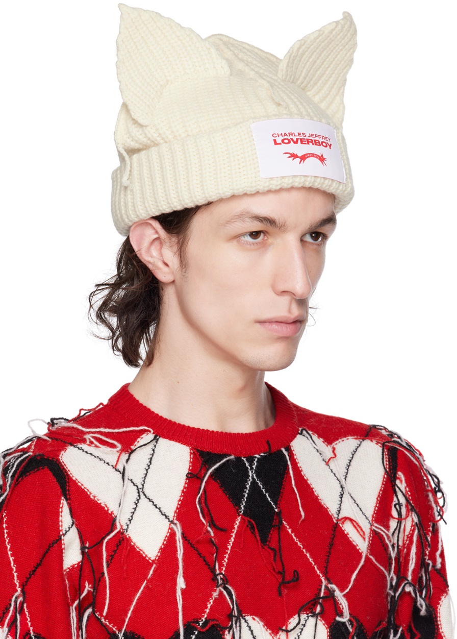 Charles Jeffrey Loverboy Off-White Chunky Ears Beanie