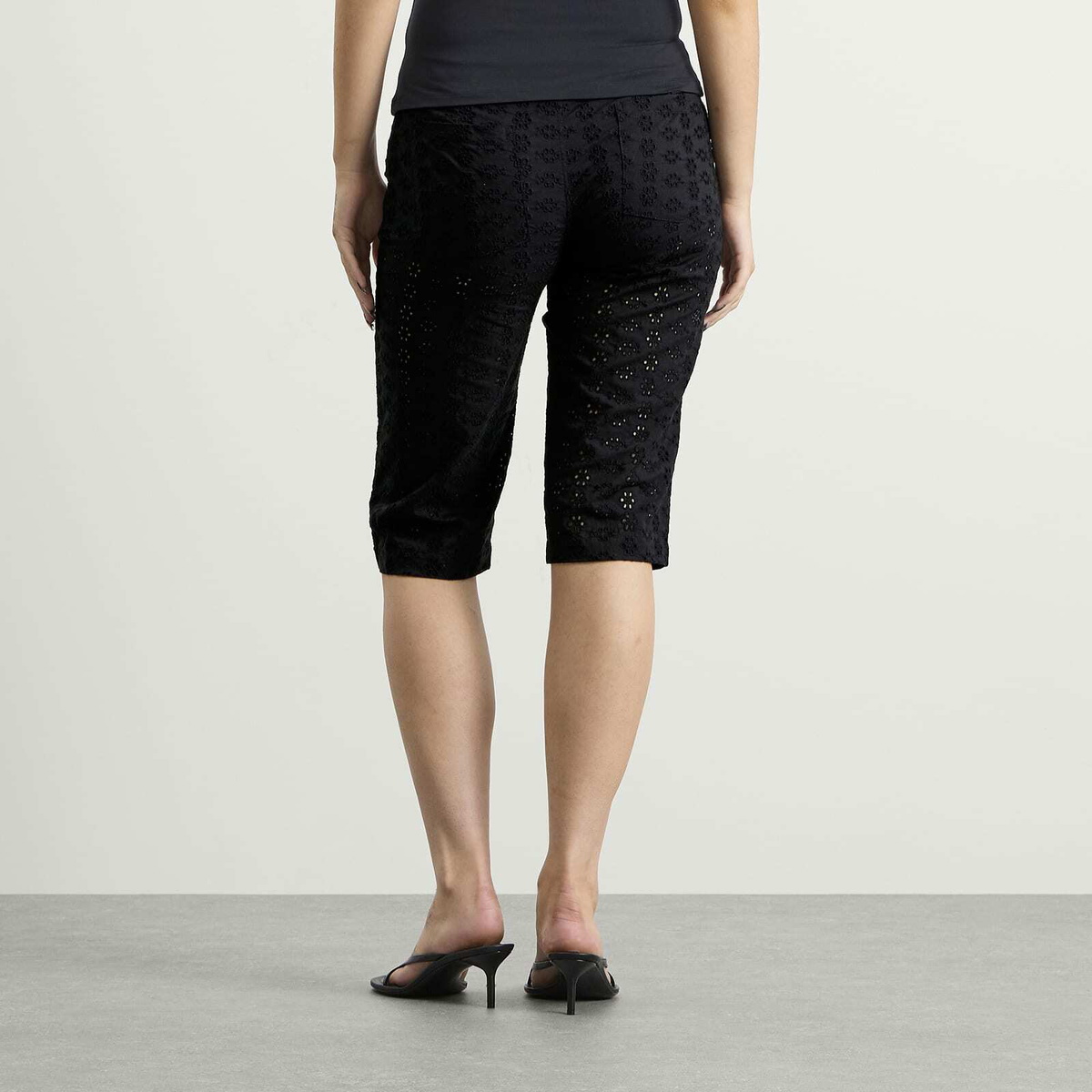 Fruity Booty Women's Broderie Capris in Black