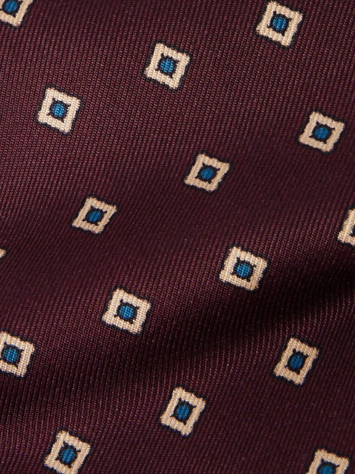 SAINT LAURENT - 8cm Printed Silk-Twill Tie - Burgundy