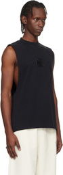 VETEMENTS Black Biker Logo Leather Cross Interlock Tank Top