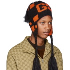 Gucci Black and Orange Mohair Ski Beanie