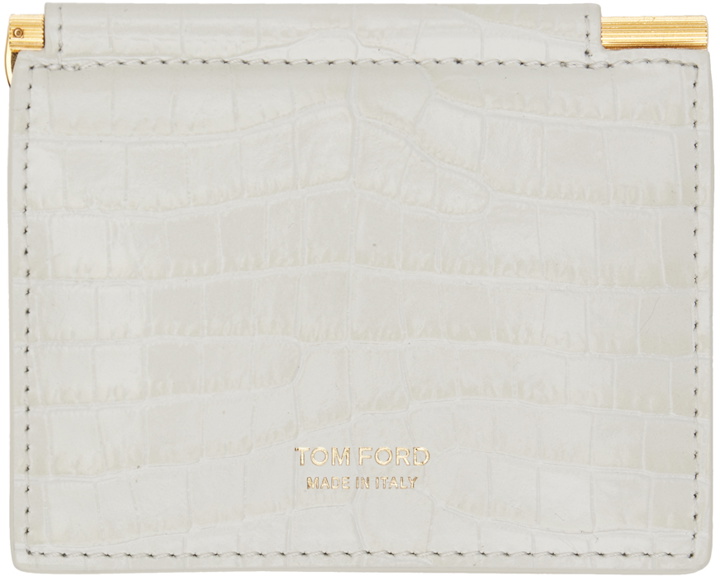 Photo: TOM FORD Off-White Croc-Embossed Card Holder