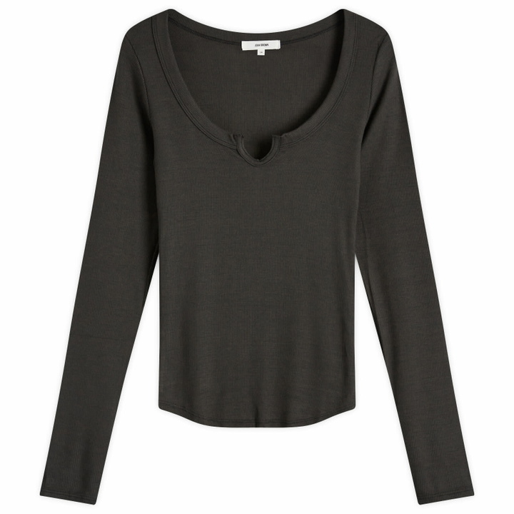 Photo: Joah Brown Women's Henley Long Sleeve Top in Vintage Black