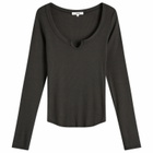 Joah Brown Women's Henley Long Sleeve Top in Vintage Black