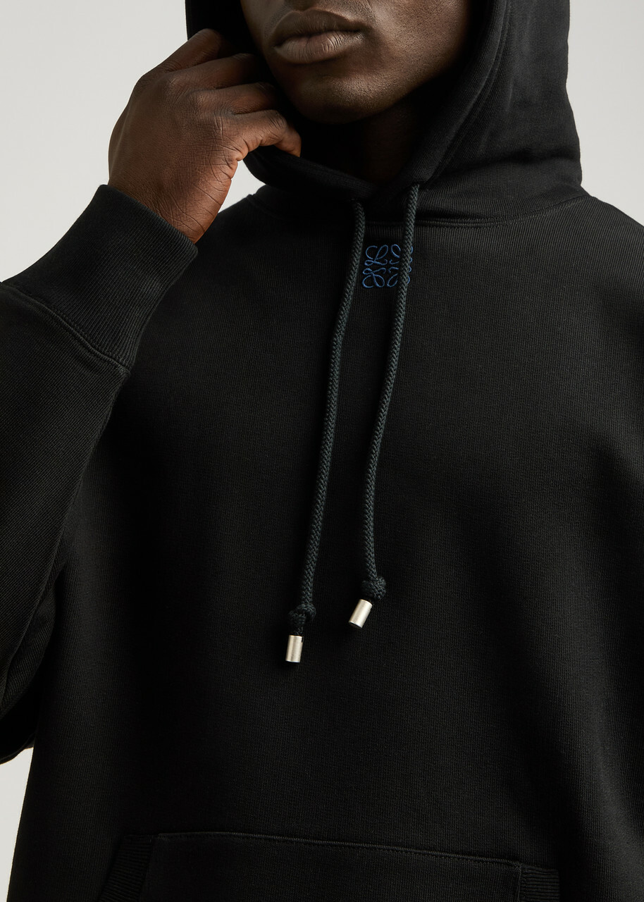 Loewe Anagram Hooded Cotton Sweatshirt Black
