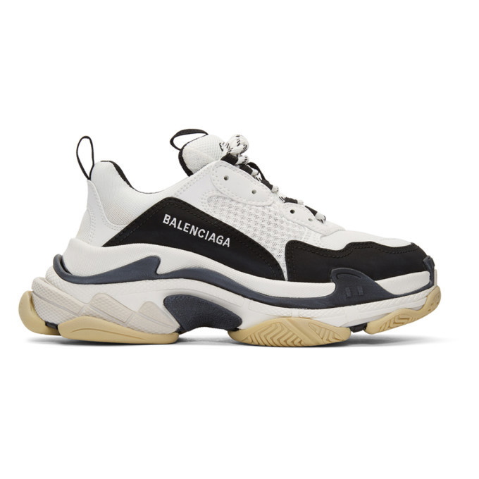 Photo: Balenciaga Black and White Triple S Sneakers