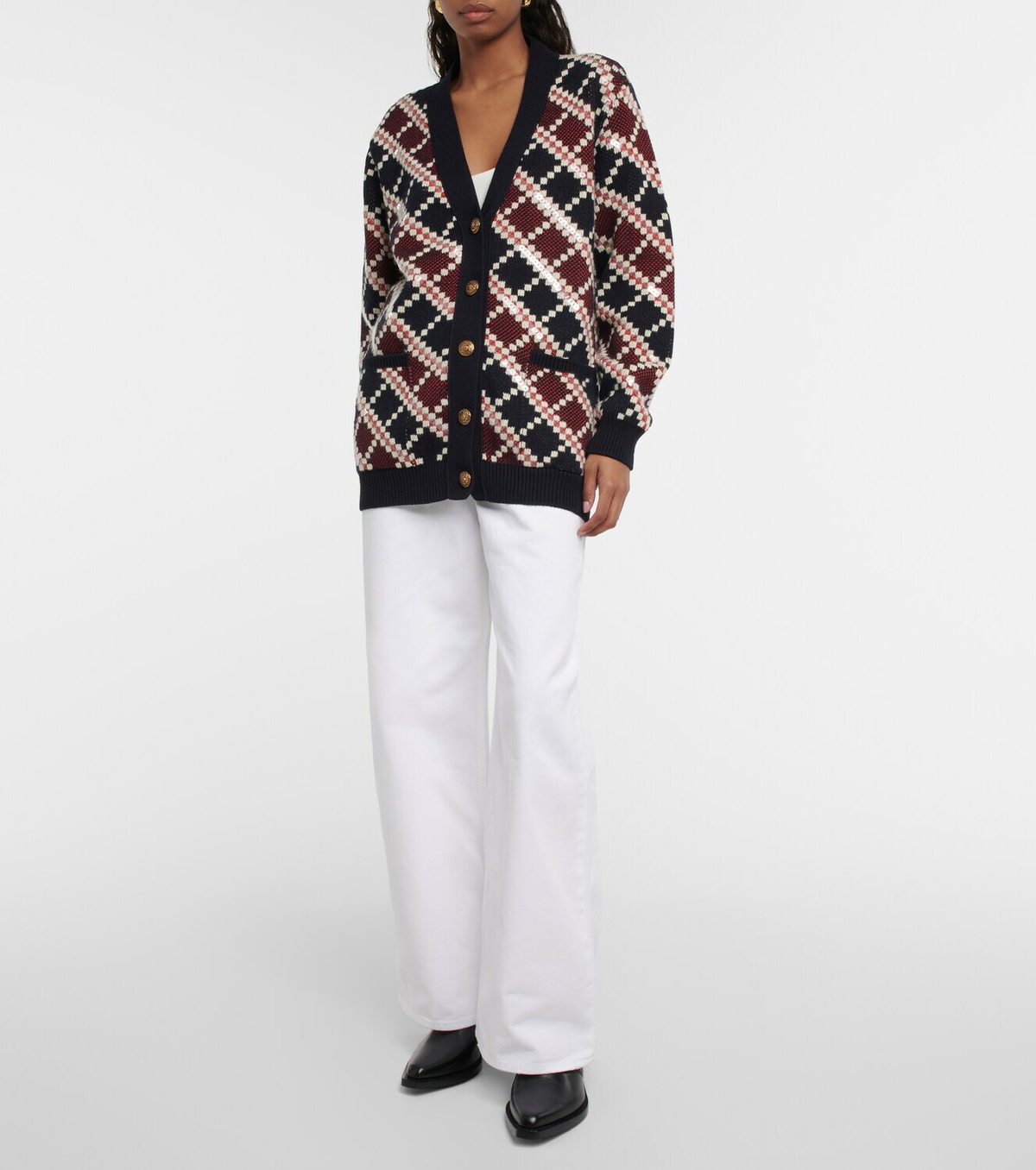 Golden Goose - Checked cotton and wool-blend cardigan