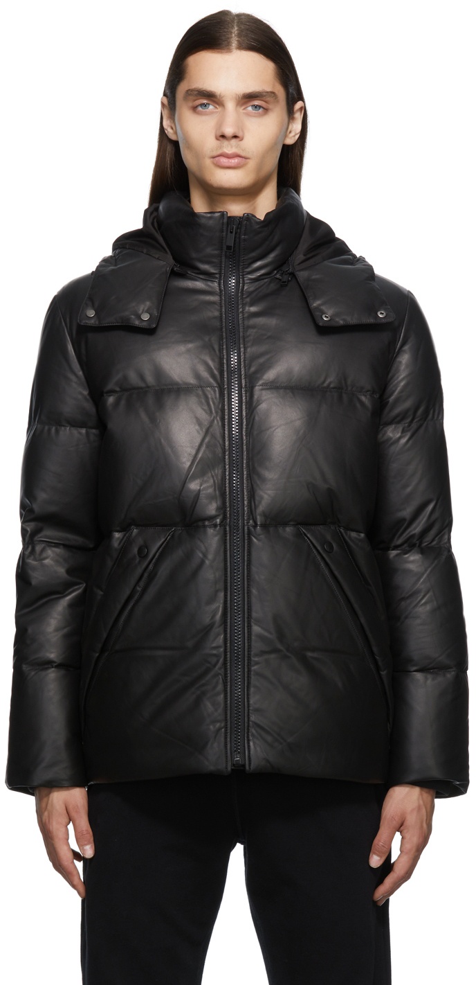 Yves Salomon - Army Black Down Short Leather Jacket Yves Salomon