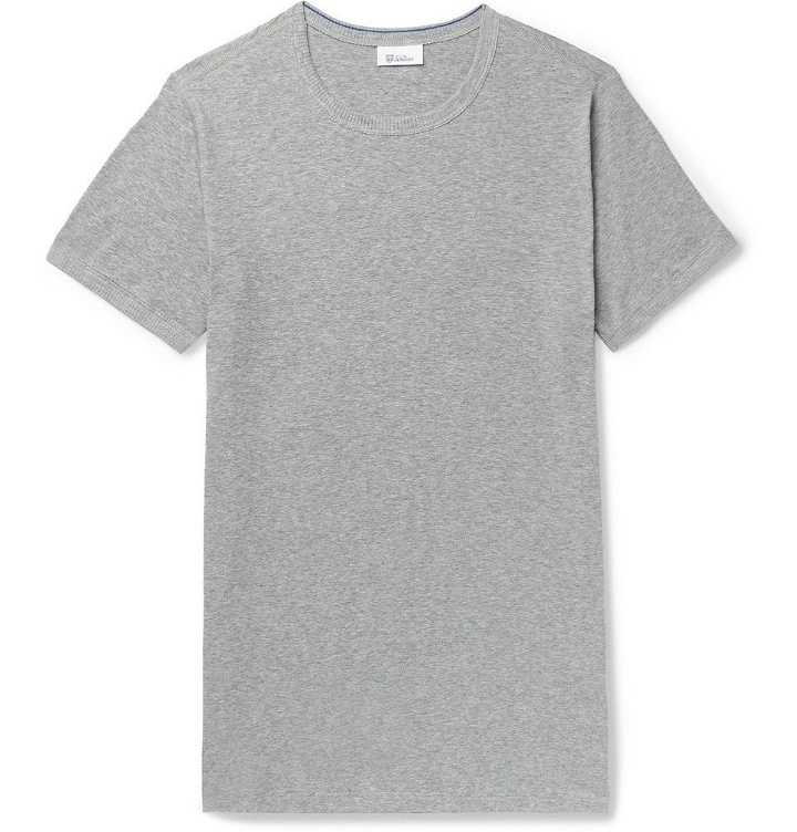 Photo: Schiesser - Ludwig Slim-Fit Mélange Stretch-Cotton Jersey T-Shirt - Gray
