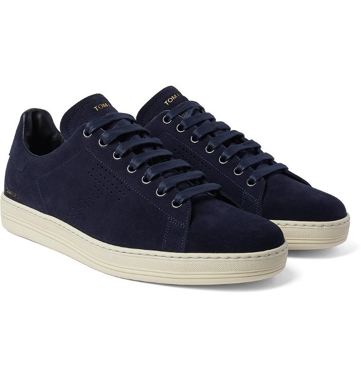 Photo: TOM FORD - Warwick Suede Sneakers - Men - Midnight blue