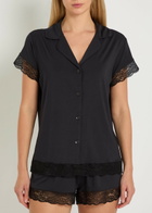Eberjey Malou Lace-trim Jersey Pyjama set Black