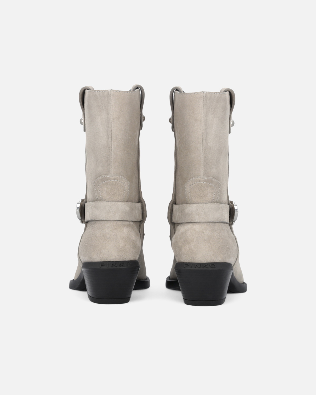 Pinko Texas Suede Boots With Metal Toe Sand