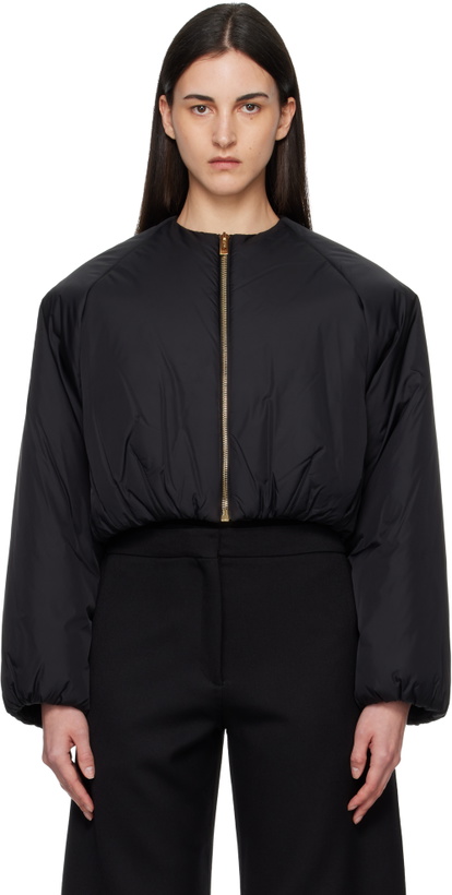 Photo: ALAÏA Black Nylon Pleated Bomber Jacket