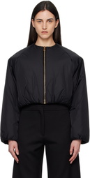ALAÏA Black Nylon Pleated Bomber Jacket
