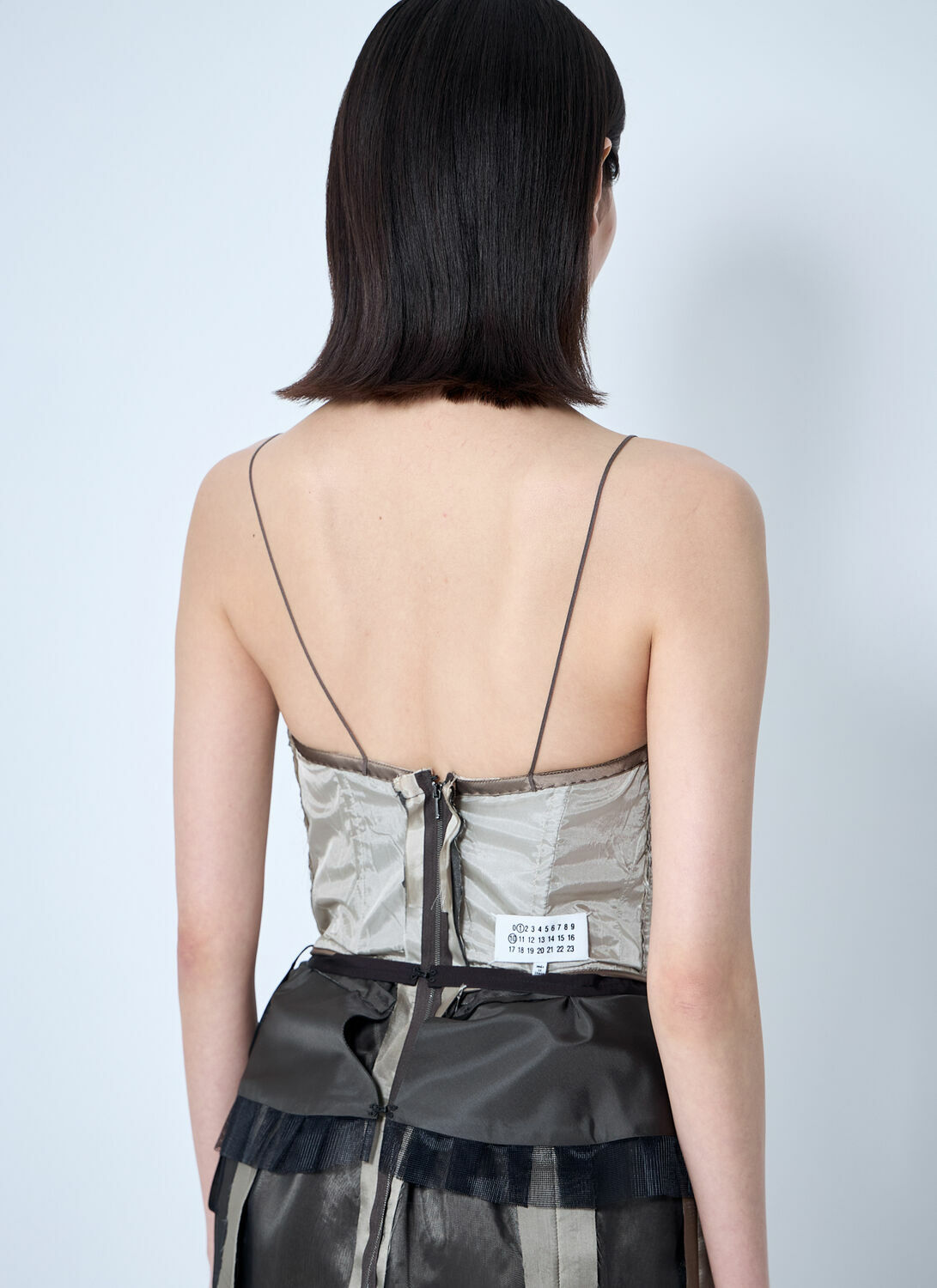 Maison Margiela Contrast Panel Silk Midi Dress