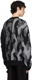 Feng Chen Wang Black & Gray Cable Knit Sweater