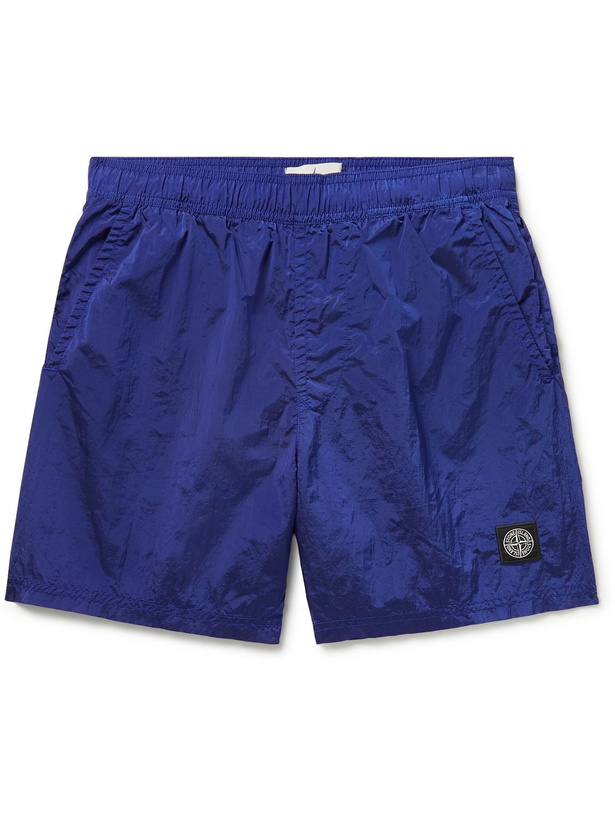 Photo: Stone Island - Mid-Length Logo-Appliquéd ECONYL Swim Shorts - Blue