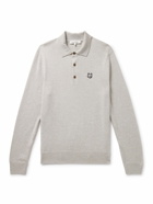 Maison Kitsuné - Logo-Appliquéd Wool Polo Shirt - Gray