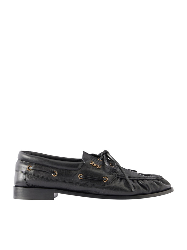 Photo: SAINT LAURENT - Le Loafer Monogram Logo-Appliquéd Leather Loafers - Black